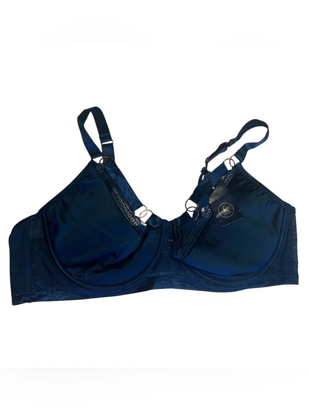 Fox & Royal Daria Underwire Bra 44DD DDD Poseidon Blue Lace Ring Detail NWT